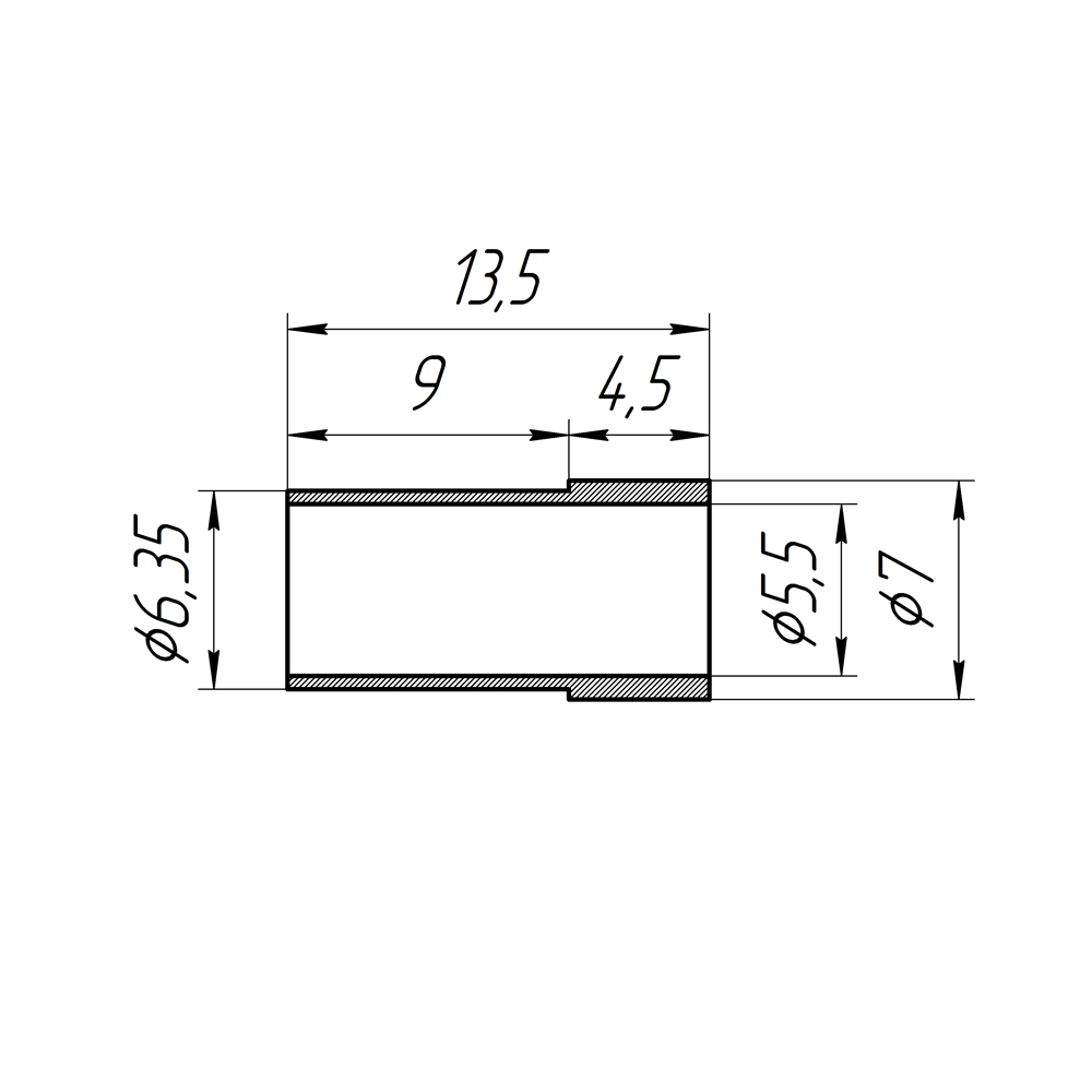 Обжимное кольцо для разъемов на кабели RG58, RG-142, RG-400, LMR-195, LMR-200 (диам. 6,35х7,0 мм)